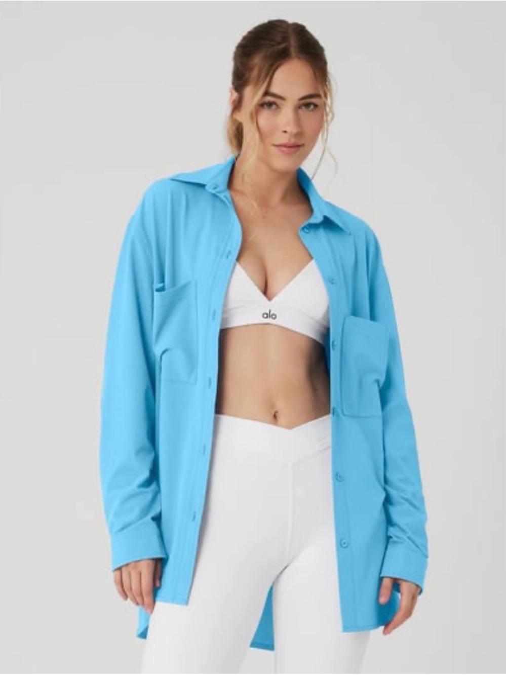 Alo XS Women's blue button down